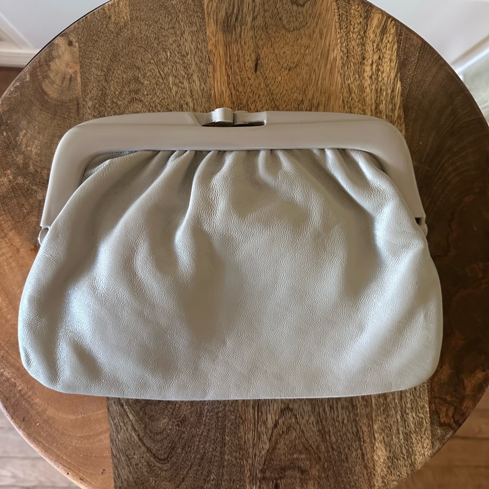 Vintage Italian Gray Leather Clutch